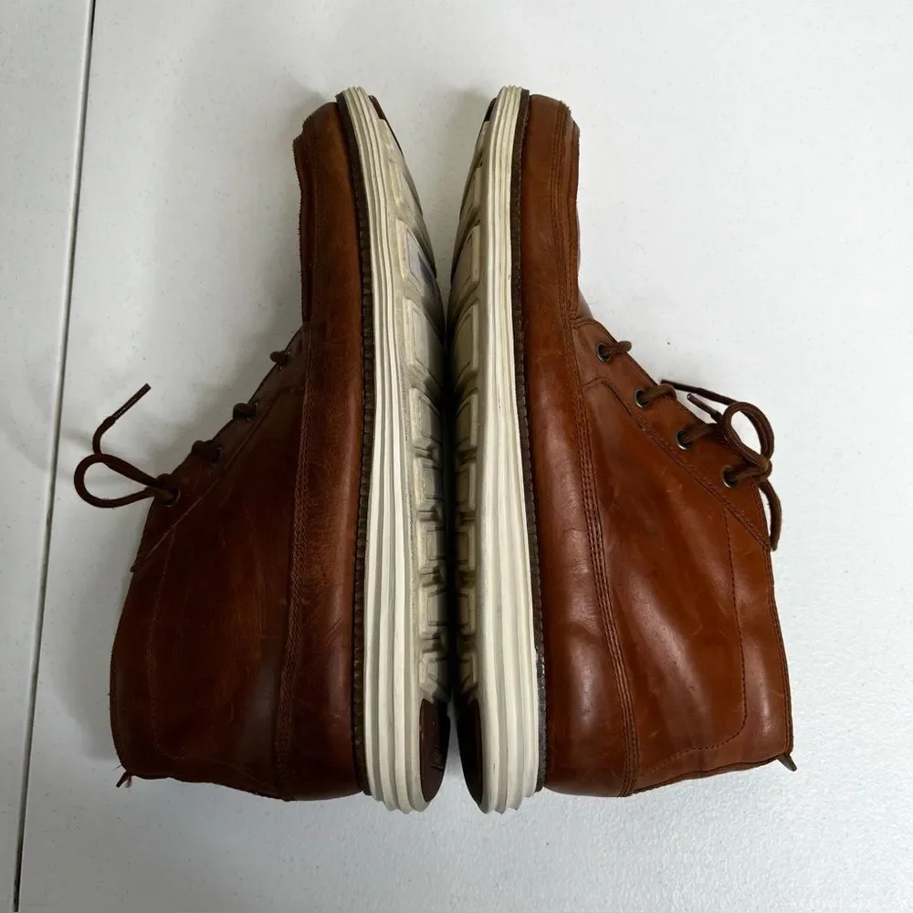 Cole Haan Lunargrand Brown Leather Chukka Ankle Boots Moc Toe Lace Up Men 10